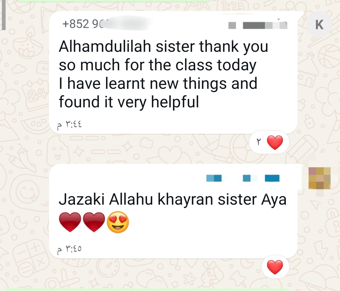 A real thank-you message from a parent to Ayah Academy