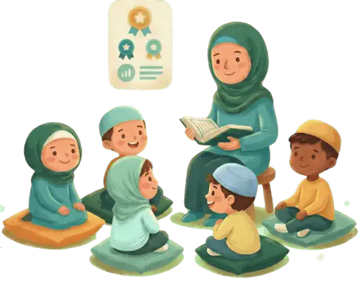 Students happily learning the Quran