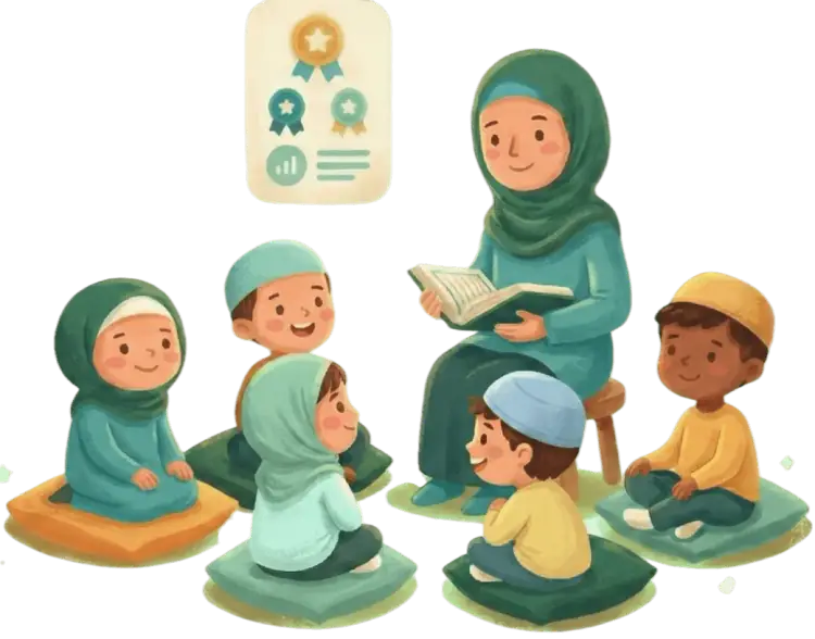 Students happily learning the Quran